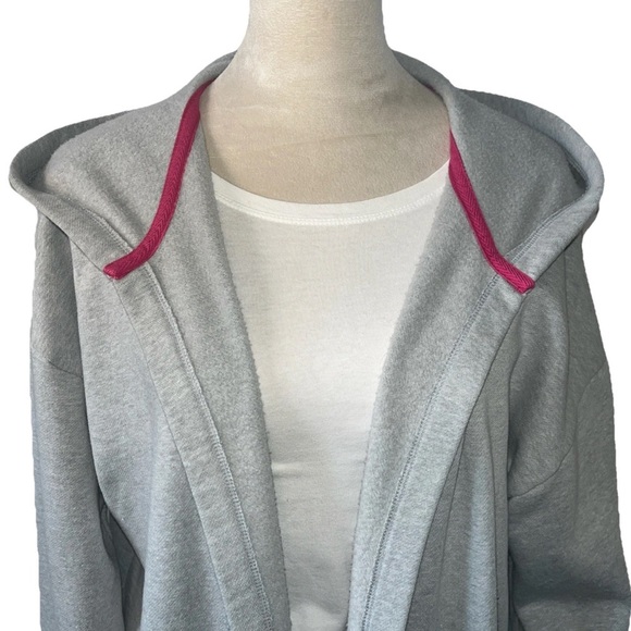 Flirtitude Women's XL Hooded Active Jacket Gray Pink Trim Open Front Pockets - Picture 2 of 8